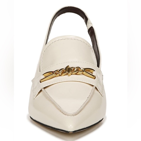 SOLD Vanilla Slingback Pointed Toe Kitten Comma Heel - Picture 3 of 9